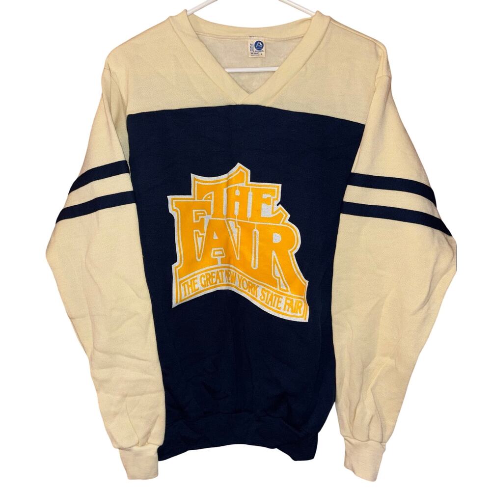 Vintage Artex v-neck the Great New York State Fair color-block sweater (large)